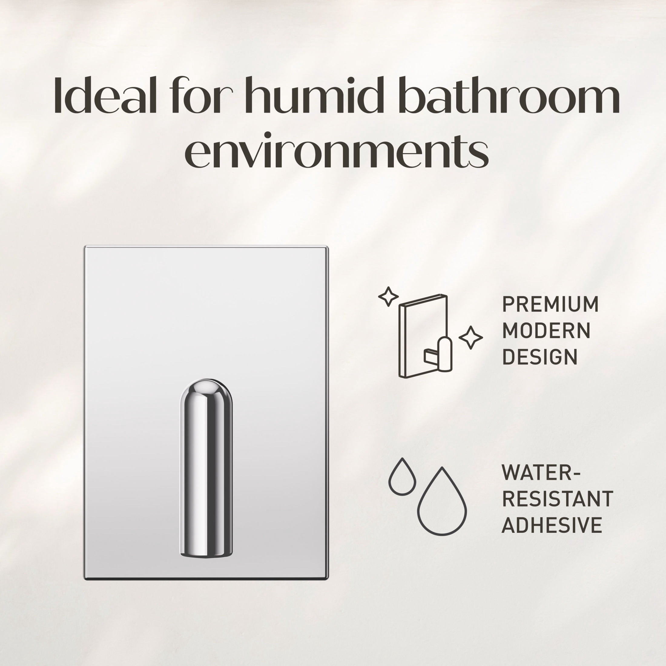 Command Decor Large Metal Bath Towel Hook, Chrome, Holds 5 lbs, 1 Hook, 6 Medium Adhesive Strips