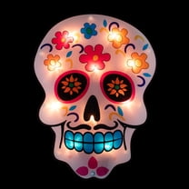 15" Lighted Sugar Skull Halloween Window Silhouette Decoration