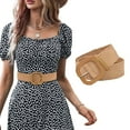 thumbnail image 2 of DJN under $5 Women's Belts Women Belt Straw Woven Elastic Stretch Wide Waist Belts For Dresses With Buckle Women's Belt for Jeans & Pants, 2 of 5