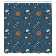 thumbnail image 2 of Ambesonne Alien Shower Curtain, Satellite Stars Space Theme, 69"Wx75"L, Dark Sky Blue Dark Peach, 2 of 4