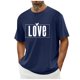 thumbnail image 1 of Tops para hombre, blusas y camisas de cuello redondo y manga corta para hombre. Camiseta/camisa informal de cuello redondo y manga corta con estampado de corazones para hombre. Tops de poliéster para, 1 of 5