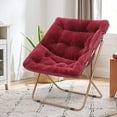thumbnail image 4 of QRKD Foldable Oversized Moon Chair, Large Soft Lazy Cozy Comfortable Faux Fur Square Saucer Moon Chair for Teens and Adults, Burgundy, 4 of 20