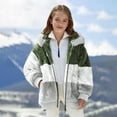 thumbnail image 2 of KAUOD Girls Front Zipper Sherpa Hooded Jackets Teen Kids Winter Fuzzy Soft Warm Coats Fleece Striped Thick Long Sleeve Tops, 2 of 6