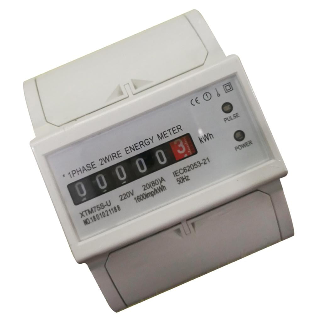 A DIN Rail Single Phase Two Wire High Precision KWh Electric Meter 80 20 