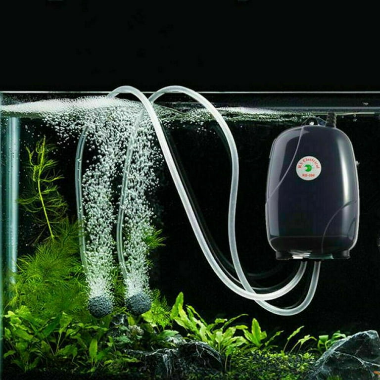 Aquarium Air Pump 2 Outlet, 5W Quiet Oxygen Pump Fish Tank Aerator Pump  with Air Tube Air Stone, for Fish Tank