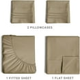 thumbnail image 3 of CGK Linens 4-Piece Ultra Soft & Comfy Hotel Luxury Sheet Set - Queen Size Cooling Bed Sheet Fits 8"-16" Mattresses, Khaki, 3 of 7
