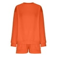 thumbnail image 5 of Lindreshi 2pc Outfit Woman Women Fashion Round-Neck Blouse Long Sleeve Tops Sweatshirt Shorts Casual Suit Sets, 5 of 6