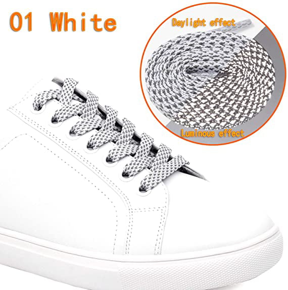 DELELE 2 Pairs Reflective Shoelace Flat Safety Laces for Shoes Sneakers Boots