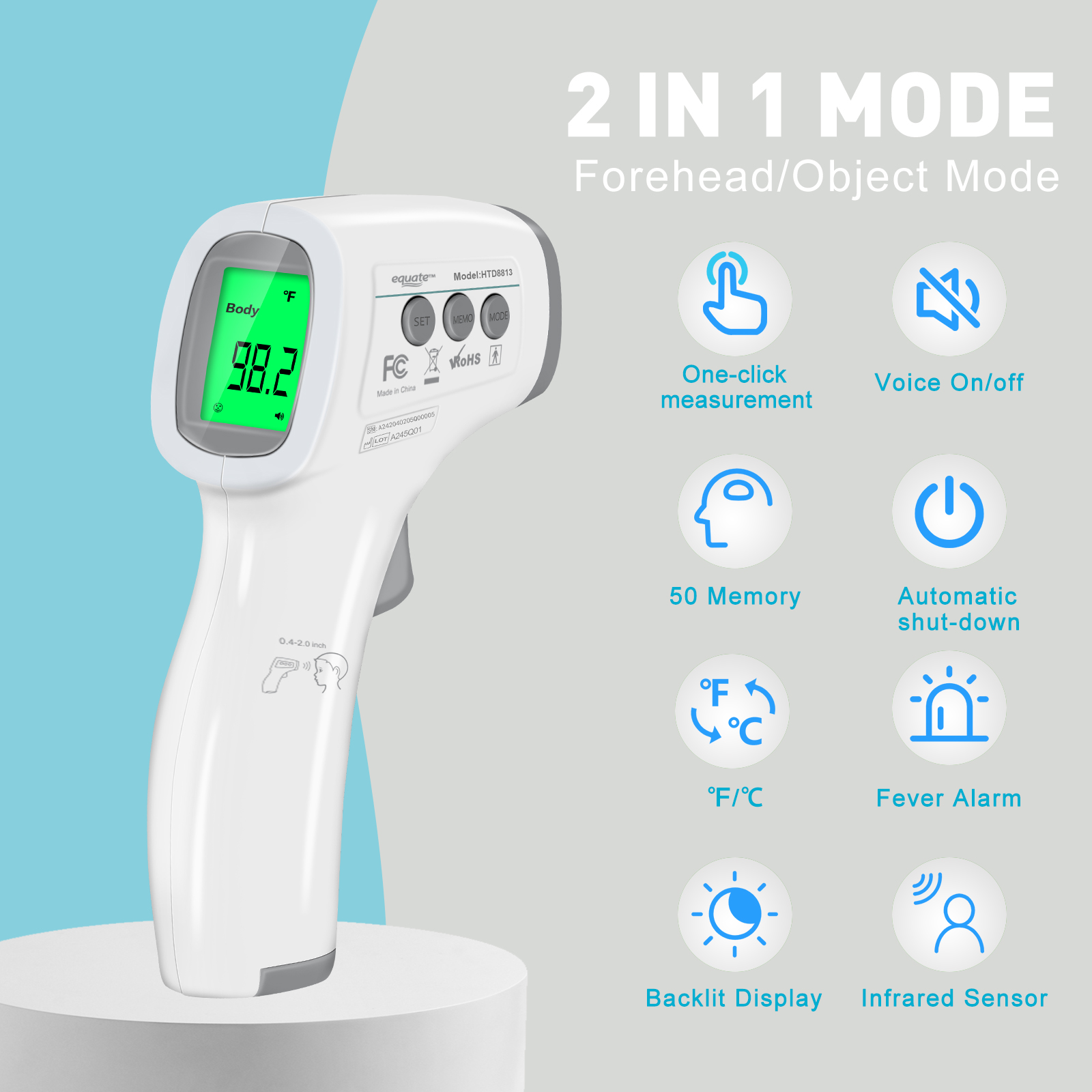Equate Infrared No Touch Forehead Thermometer, 1-Second photo 5