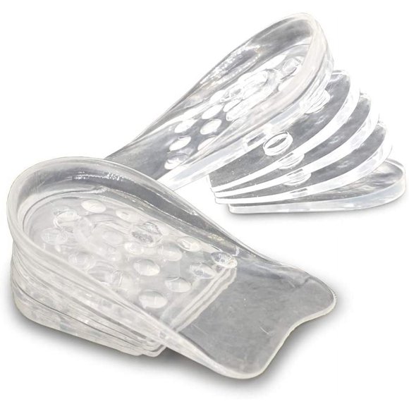 EcoNesxp Unisex silicone heel pads 5 layers height increasing insole adjustable to correct leg length difference gel heel pads