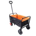 thumbnail image 6 of Folding Wagon Cart with Portable Large Capacity for Camping Fishing, Garden, Shopping and Beach, Outdoor Utility Wagon with Cover Bag, Heavy Duty Cart with All Terrain Wheels and Brake, Black&Orange, 6 of 9