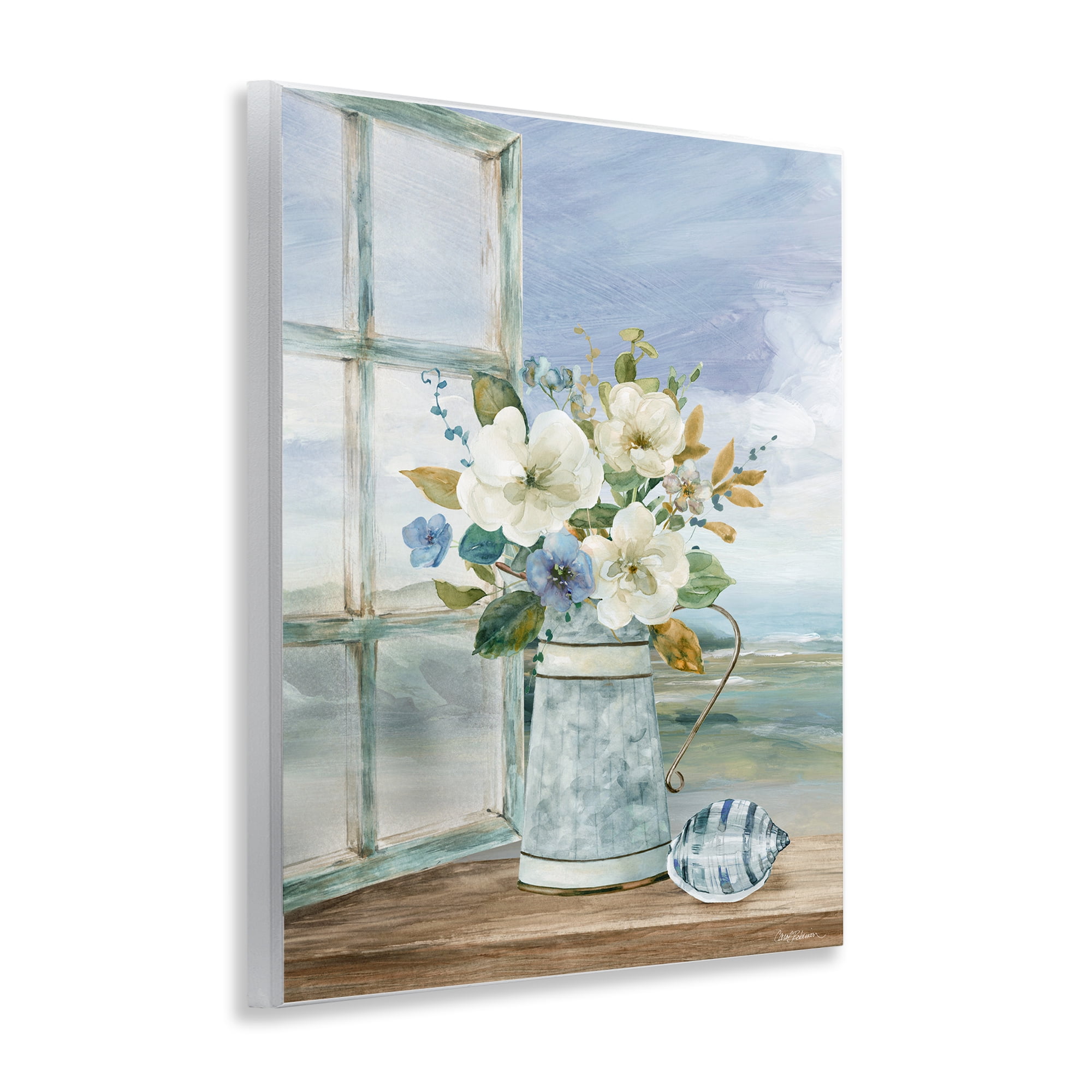 Stupell Industries Seaside Floral Bouquet Window Wall Plaque Art, design by Carol Robinson