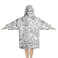thumbnail image 2 of Football Icons Pattern Blanket Hoodies for Kids 6-13YR Oversize Wearable Blanket Hoodies for Boys Girls Teens, 2 of 7