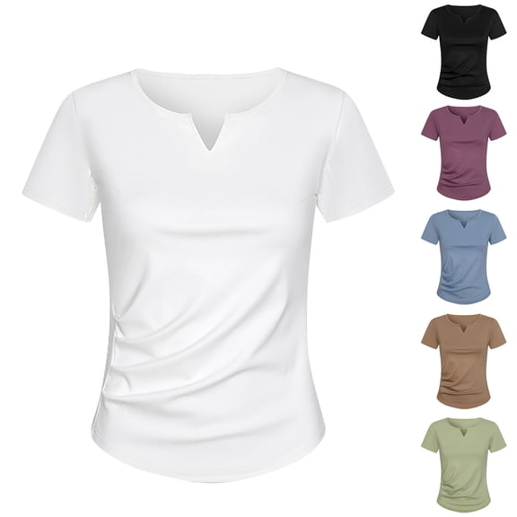 Women's Summer Short Sleeve V Neck Tank Top Cami Camisole Solid Color Casual Daily Wear Vacation Beach Outfits Fashion Essential Gift for Women | Aestivo,Black L