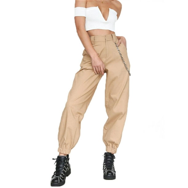 orange high waisted cargo pants