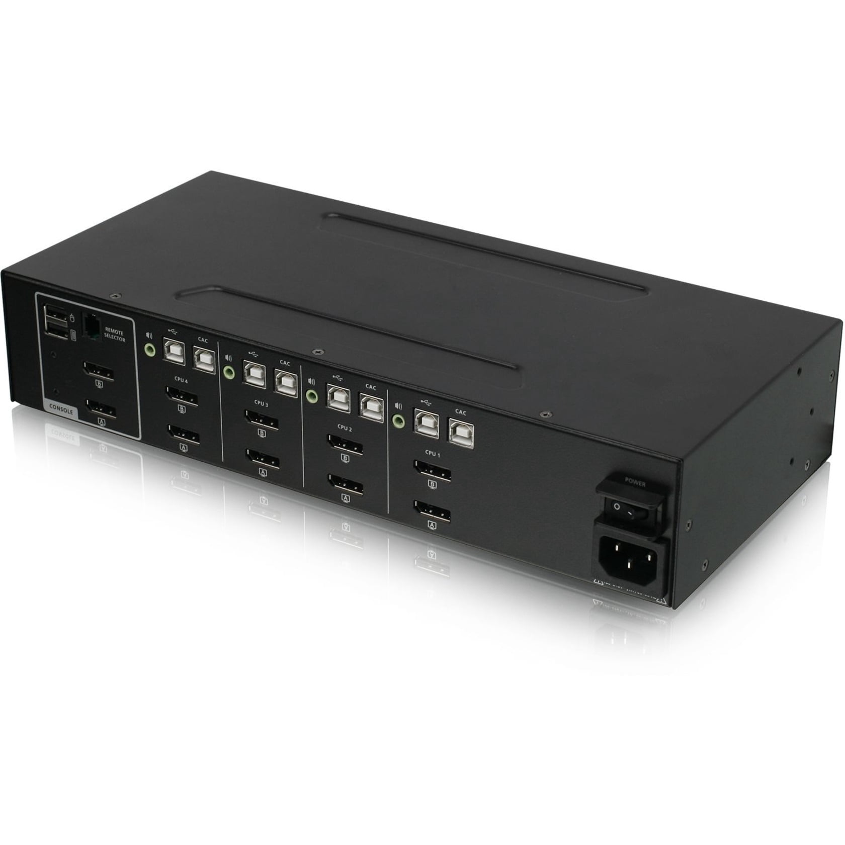 IOGEAR Universal 4-Port Dual View DisplayPort/HDMI Secure KVM Switch Set w/Audio and CAC Support - 4 Computer(s) - 4K UHD - 3840 x 2160 - 50 Hz, 60 Hz - 11 x USB - 10 x DisplayPort - TAA Compliant