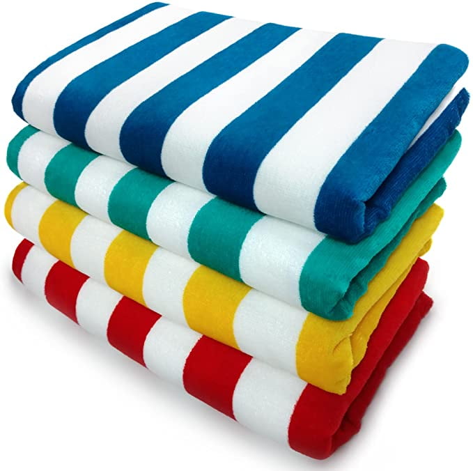 100% Cotton Bath Towel Bath Soft and Quick Dry Swim Towels Yoga Parties Highly Absorbent Large Pool Towels for Beach Light Weight Pack of 6 Cabana Stripe Beach Towel 30 x 60” Guests