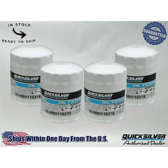 Quicksilver Genuine OEM Authentic Marine Oil Filters 35-8M0116378 4 Pack