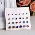thumbnail image 3 of 12 Pair Assorted Colors Crystal Stud Earrings Graduating Sizes Jewelry J-420-B, 3 of 4