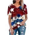 thumbnail image 2 of Fartey Womens 4th of July Shirts Proud Patriotic Red White and Blue Graphic Tshirts Tunic Short Sleeve Tees Dressy Casual V Neck Blouses Tops Blouses for Women Dressy Casual, 2 of 5