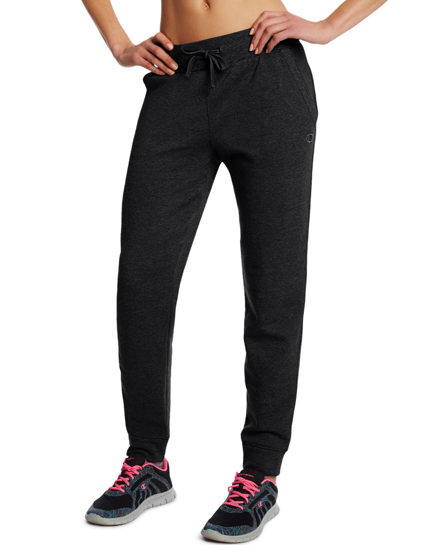Champion Women's Sweatpants Joggers Fleece Powerblend Chainstitch Big C Logo 