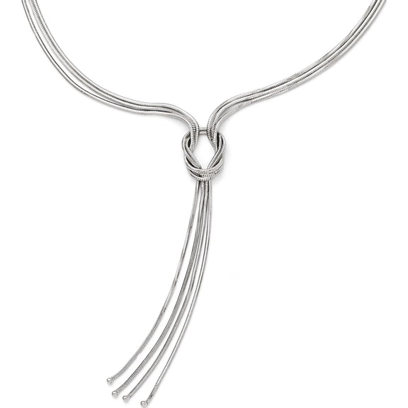 Sterling Silver Polished Fancy Knot Necklace w/2in ext