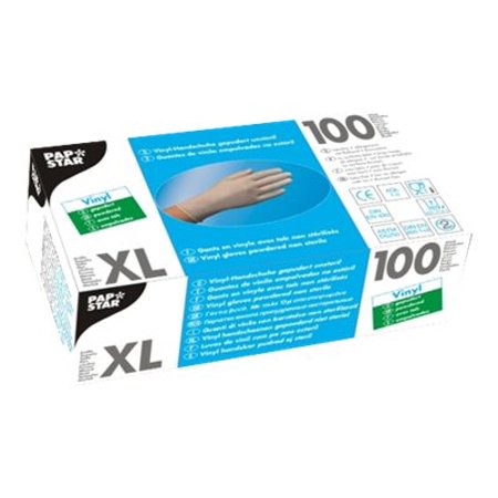 PAPSTAR - Gloves - disposable - XL - vinyl - clear (pack of 100)