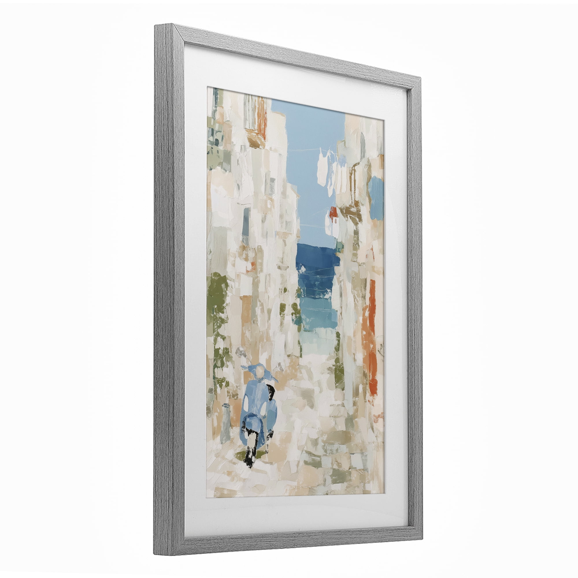 Stupell Industries Narrow Alley with Vespa Gray Framed Print Under Glass, design by Chromatic Storm Studio