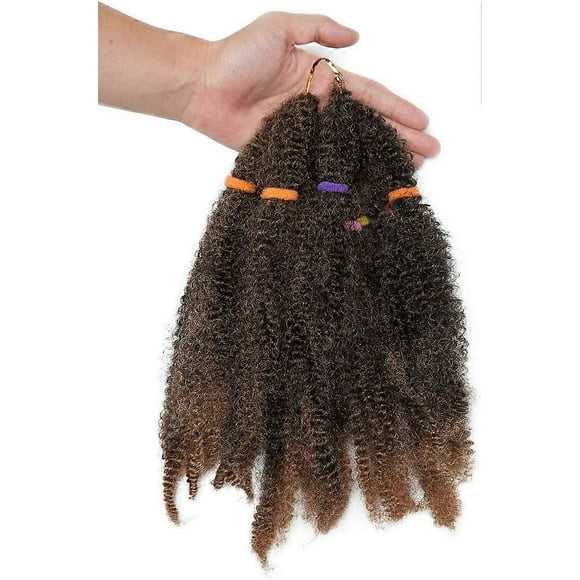 11" Afro Kinky Curly Braids Synthetic Hair Marley Braid Jerry Curls Crochet Hair Extensions Braiding Hair 3 packs Black Coffee Brown mix