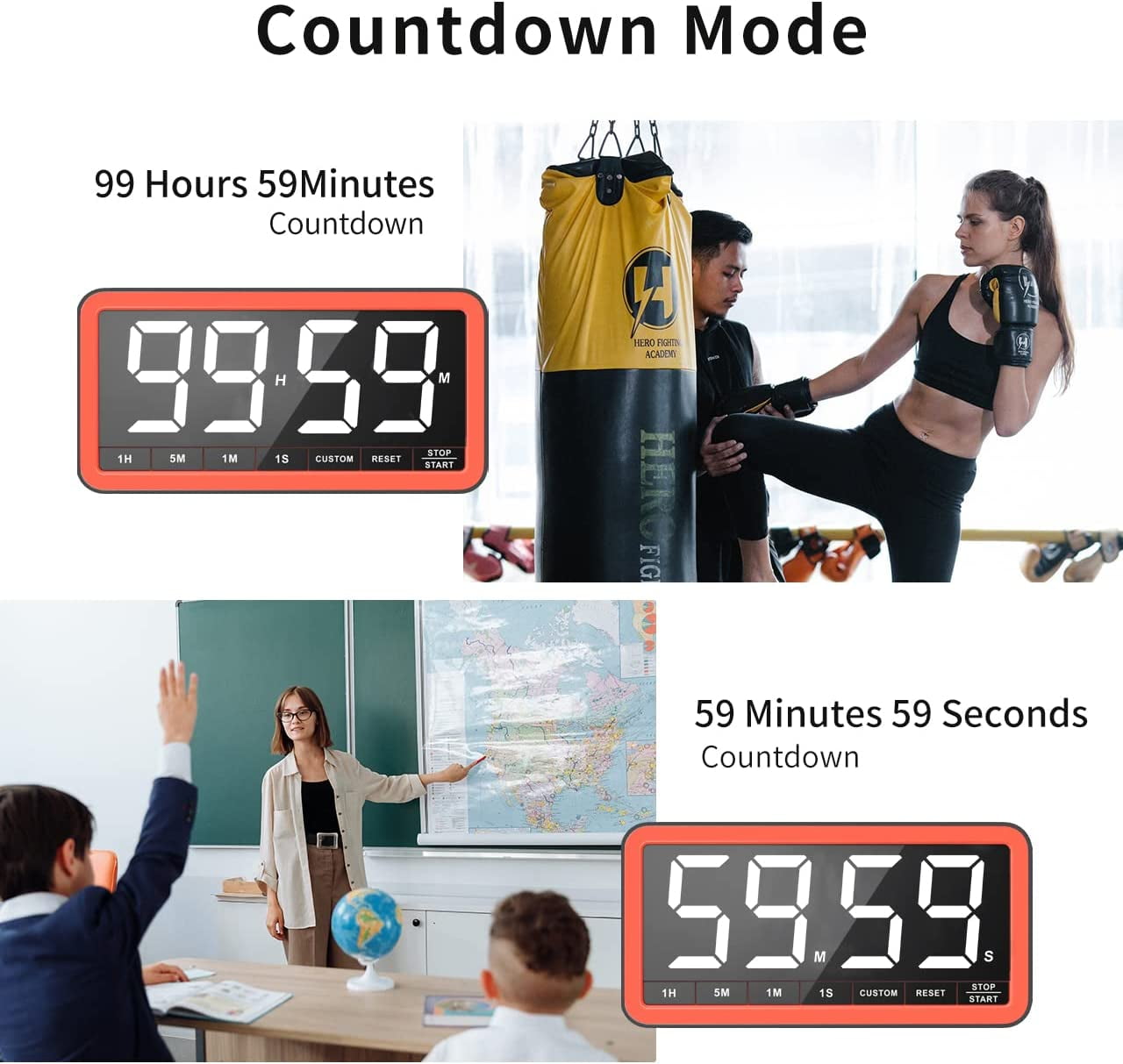 JahyShow Digital Kitchen Timers for Cooking,Magnetic Visual Timer with Loud  Ring & LED Display for Seniors Kids,Countdown Countup Timer for Classroom