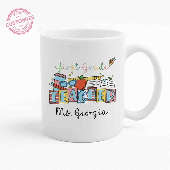 Lazaofficial Personalized Coffee Mugs, Teacher Mug, Teacher Mugs For Women, Custom Coffee Mug, Daycare Teacher Gifts, First Grade Teacher Gifts