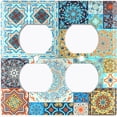 thumbnail image 3 of Metal Light Switch Plate Cover Colorful Multi-Pattern Tile Collage TIL043, 3 of 13