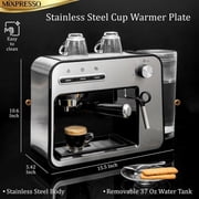 Mixpresso Professional Espresso Machine for Home 15 Bar with Milk Frother Steam Wand, Espresso Maker with Double-Cup Splitter, 1450w Fast Heating Cappuccino & Latte machine 37Oz Water Tank