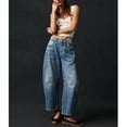 thumbnail image 3 of Womens Stretchy Mid Rise Barrel Jeans Vintage Loose Wide Leg Cropped Denim Pants Jeans, 3 of 7
