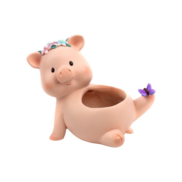 Conjunto de macetas suculentas con guirnalda rosa combinación con personalidad planta suculenta de dibujos animados de cerdo lindo maceta de calibre grande y pequeño con ANGGREK Otros