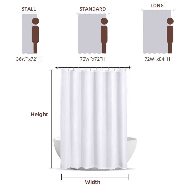 Waterproof Shower Curtain Liner With Magnets - Heavy Duty Pebble Pattern Plastic Liner, 72x72 Inches, No Chemical Smell