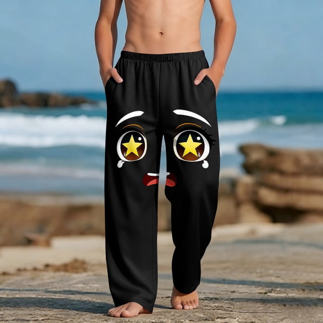 Pantalones largos para niños y niñas, de moda, estampados, casuales, de playa, con bolsillos.