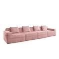 thumbnail image 6 of Modular 4 Seat Boneless Sofa, Cloud Sectional Couch with Deep Seat, Modern Modular 4-Seat Sofa Couch with Throw Pillows Corduroy Fabric Pink, 6 of 11