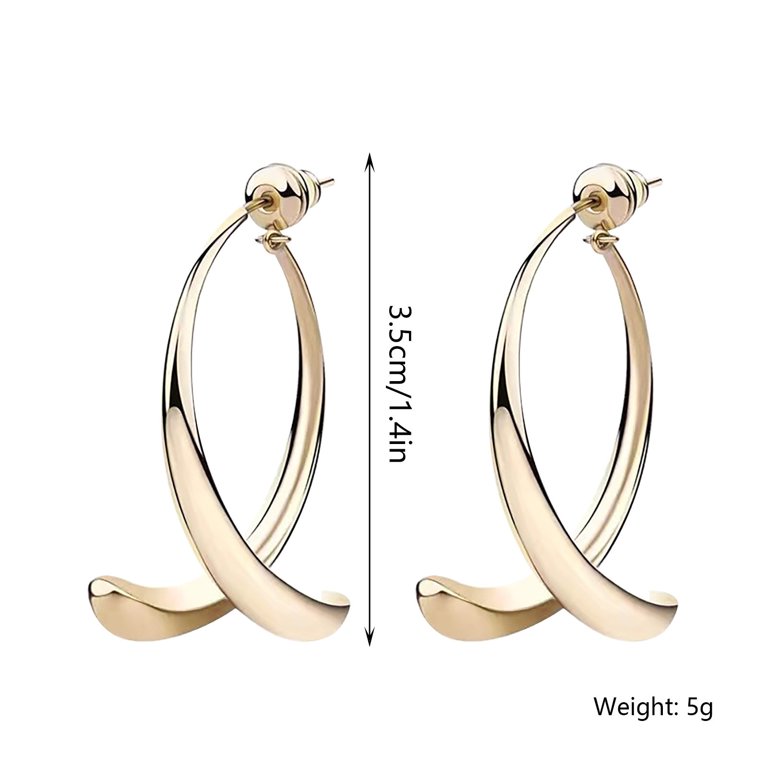 14K Gold Plated Pearl Teardrop Hoop Earrings For Women - Large Oval Pull-Through, Lightweight Trendy Jewelry