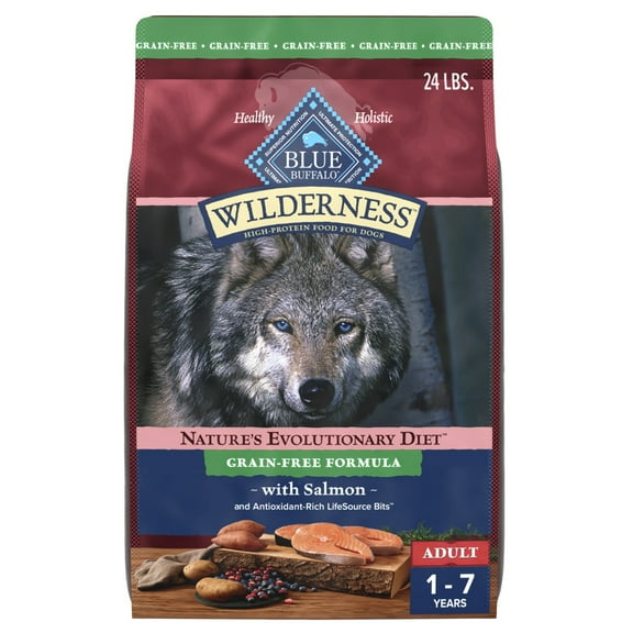 Blue Buffalo Wilderness Adult Grain-Free Dry Dog Food with Natural Ingredients, Salmon, 24-lb. Bag