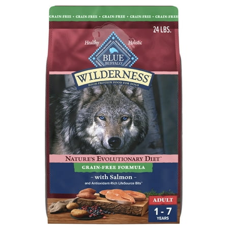 Blue Buffalo Wilderness Adult Grain-Free Dry Dog Food with Natural Ingredients, Salmon, 24-lb. Bag