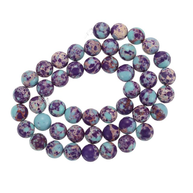 48 piezas de cuentas de sedimento marino natural de galaxia de 8 mm, cuentas redondas pulidas y suaves de piedra preciosa sueltas (longitud de 16 pulgadas, mezcla de púrpura y azul)