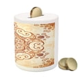 thumbnail image 3 of Vintage Piggy Bank, Ornamental Abstract Floral Pattern Swirled Damask Flower Baroque Illustration, Ceramic Coin Bank Money Box for Cash Saving, 3.6" X 3.2", Redwood Peach, by Ambesonne, 3 of 4
