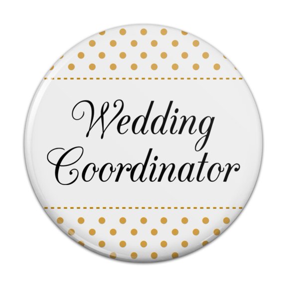 Wedding Coordinator Planner Elegant Polka Dots Pinback Button Pin Badge - 1" Diameter