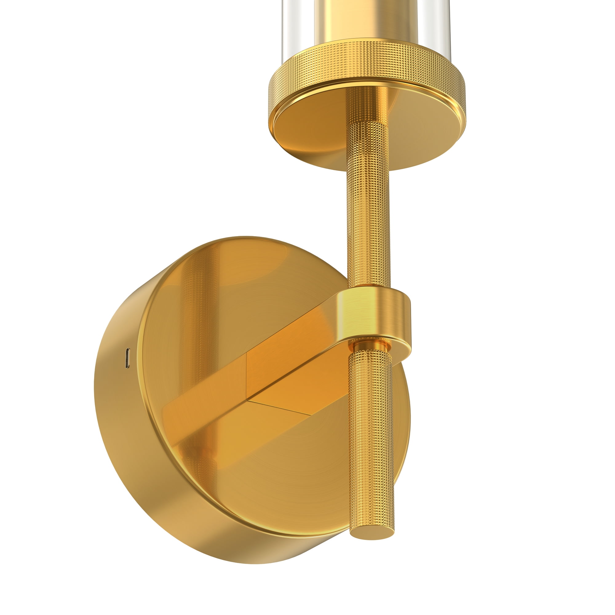 YANSUN 2.7 in 1-Light Brass Wall Sconces, Dimmable 360° Lighting Decorative Wall Lamps for Bedroom Living Room, Hallway(2-Pack)