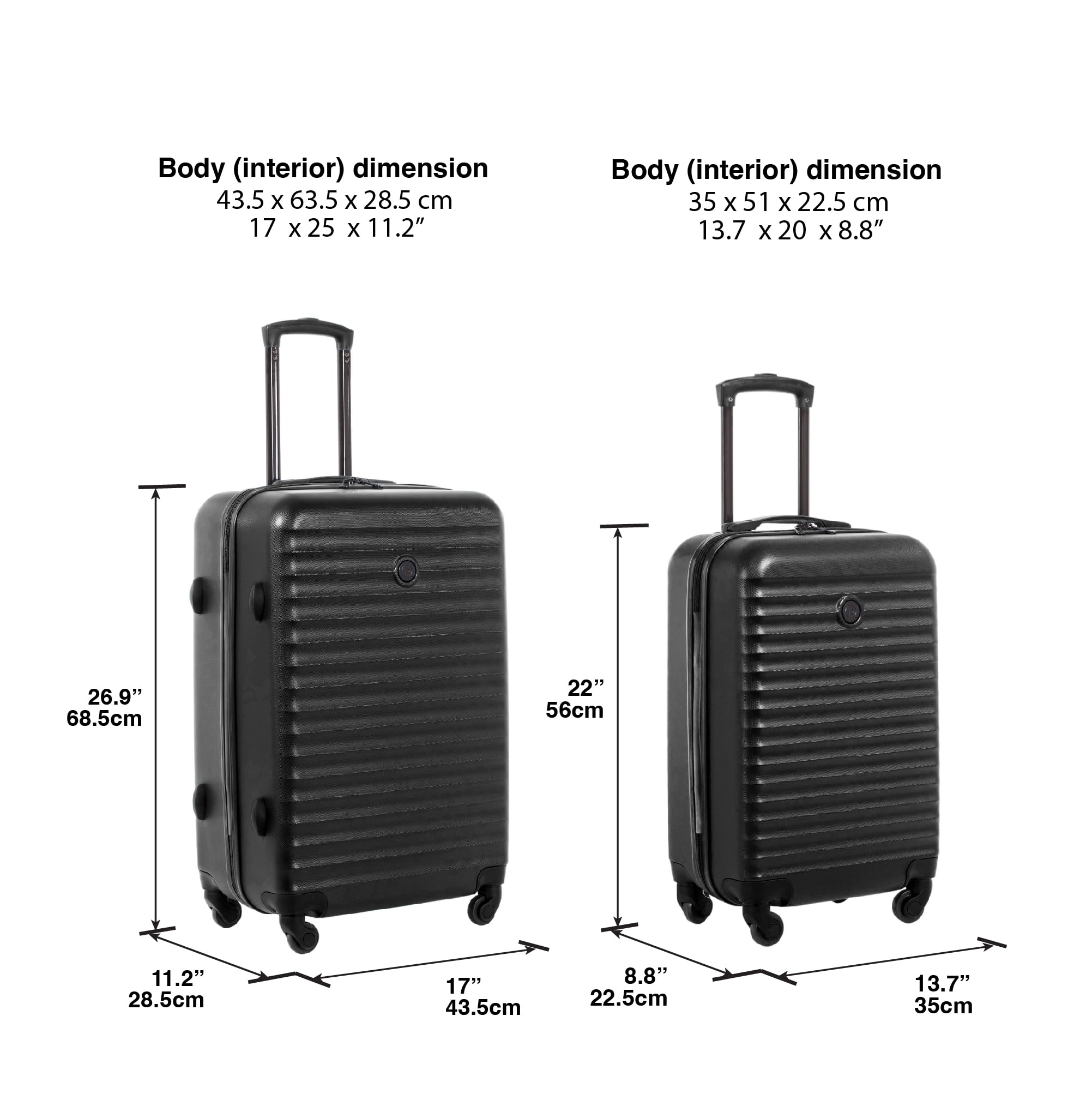 Protege 2-Piece Hardside Spinner Luggage Set with Carry On and Medium Checked Suitcase, Black