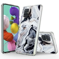 Samsung Galaxy A51 5G Case (NOT for A51), Rosebono Bling Glitter Sparkle Black and White Marble Graphic Fashion Cute Colorful Skin Cover Shockproof Case for Samsung Galaxy A51 5G