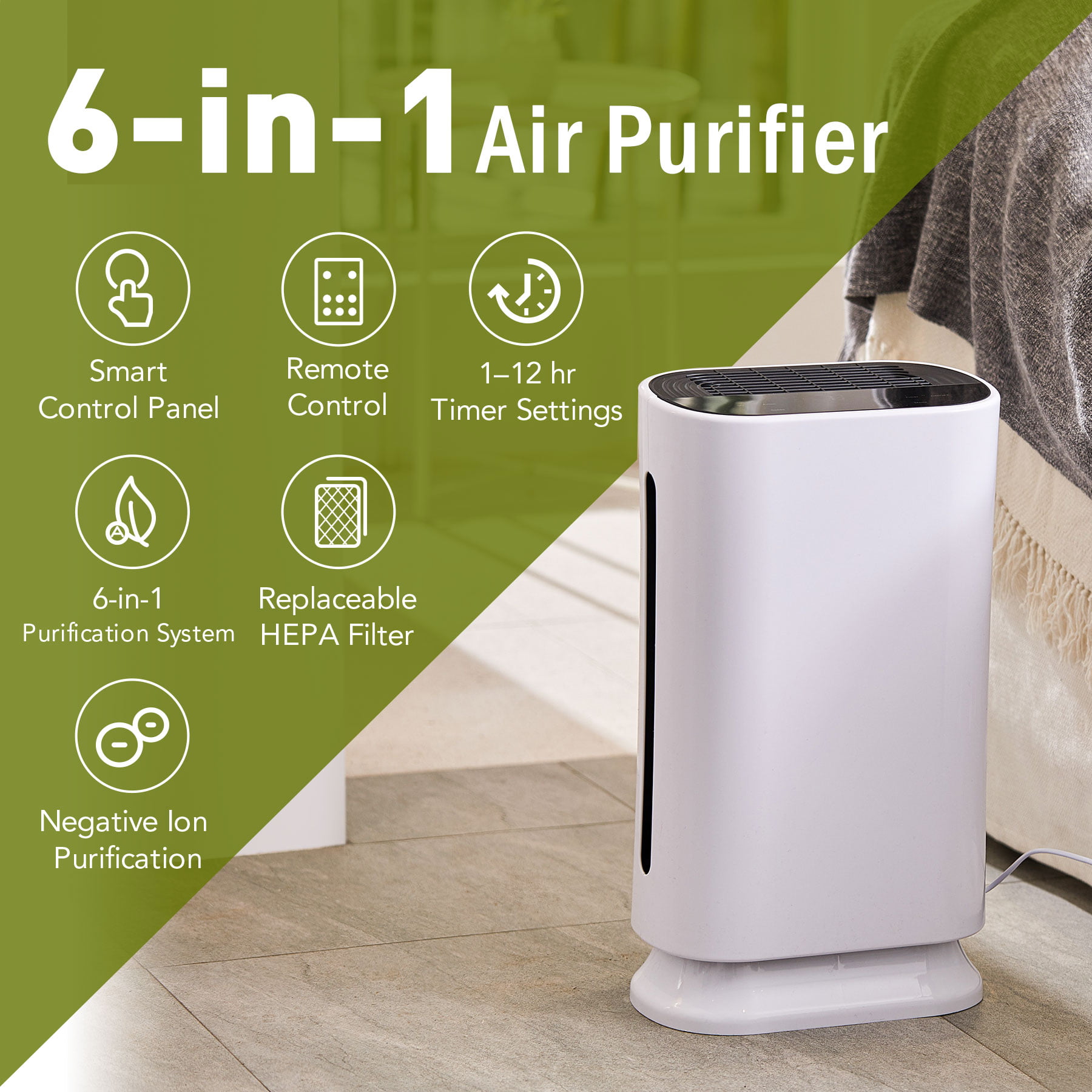 3 in 1 Car Smart Air Purifier System Negative Ion and Carbon Filter