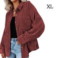 thumbnail image 3 of Guardurnaity Camisa de mujer Botón casual Top Pana Camisa de mujer Blusa casual Abrigo de otoño Prendas para la parte del cuerpo Vino rojo XL Guardurnaity AP003114-16, 3 of 6