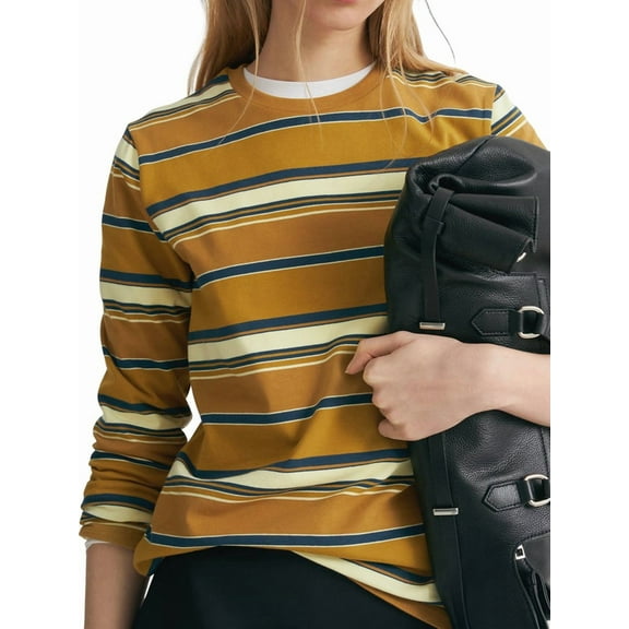 Women'S Striped Crew Neck Sweatshirt Long Sleeve Color Block Pullover Casual Loose Sports Shirt Green M